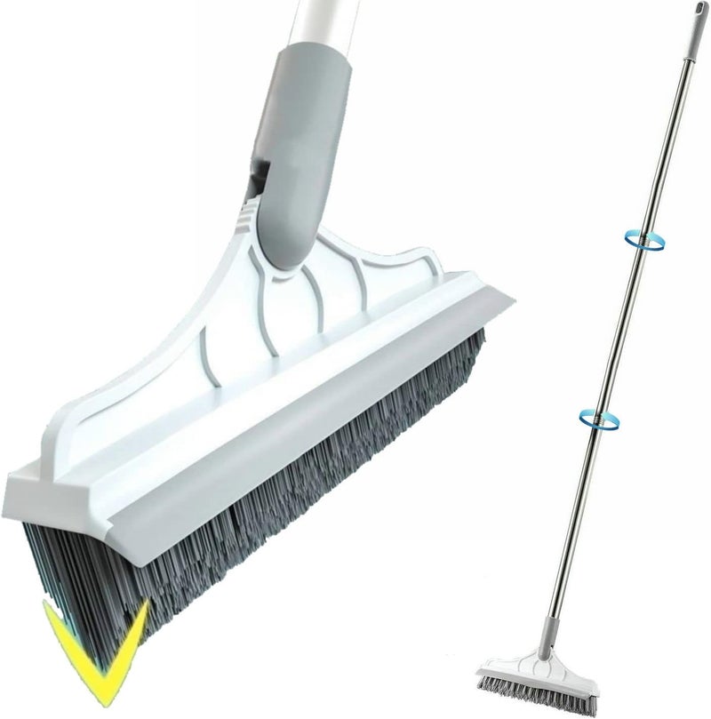 CraftinAround 2 in 1 Cleaning Scrub Brush Grout Brush Scrapee 3 Poles 47.6'' Floor Scrub Brush with Long Handle V-Shape Stiff Bristle Brush Scrubber with Squeegee 120°Rotate Magic Broom Brush for Bathroom Glass - Image 1